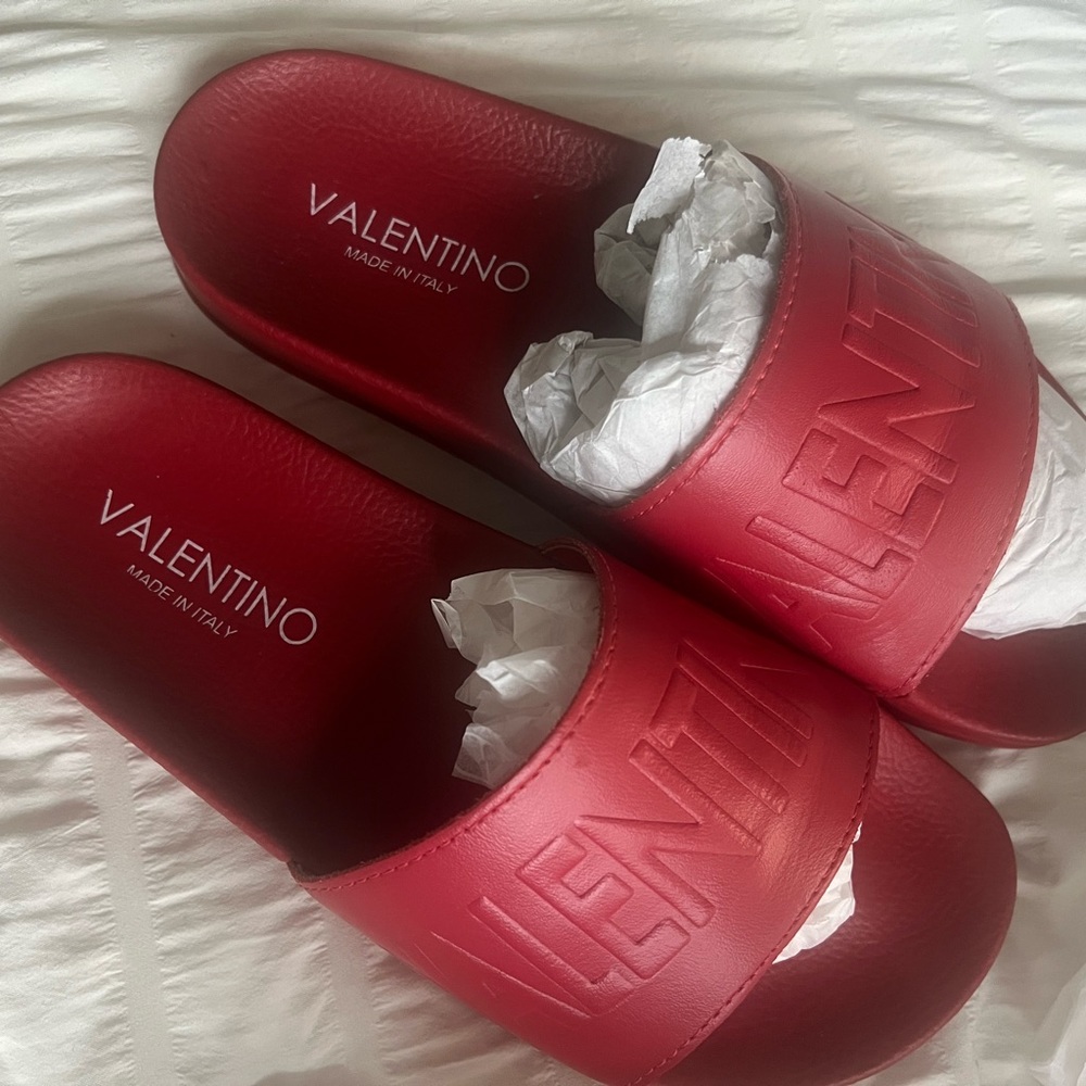 Valentino Red Slide Sandals
